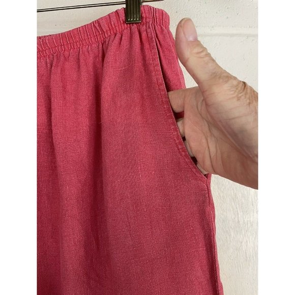 💥Vintage Willow 100% Linen Pants Women's Size Large Red Lagenlook Wide Leg Crop - Picture 4 of 12